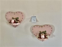 Pink Heart Wooden Candle Holders