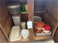 Plastic Ware in Cabinet