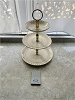 3 Tier MCM Gold Etched Display Dish
