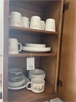 Corelle Dishes & Misc. In Cabinet