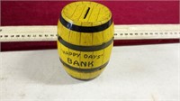 Happy Days Chein Tin Barrel Bank