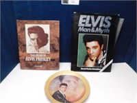 ELVIS PLATE AND BOOKS