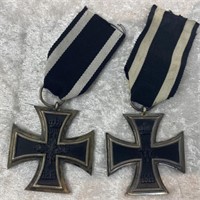 2 x Imperial German WWI 2nd Class Iron Crosses