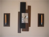 Verichron Mid Century Modern Wall Clock w/Sconces