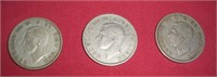 (3) 1948 Great Britain Half Crown Coins
