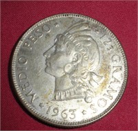 1963 Silver Dominican Republic Half Peso  12.5g