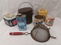 Vintage Kitchen - Tins, Sifter, Etc
