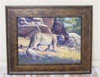 Texas Artist Jim Eppler Oil on Canvas of a Cougar.