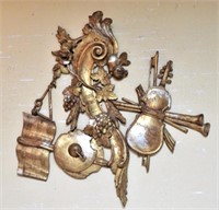 Rococo Musical Motif Giltwood Wall Ornament.