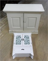 Painted White Hanging Cabinets.
