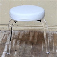 Acrylicore Inc. Lucite Upholstered Stool.
