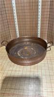 Copper hammered round tray