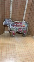 Metal and wood cow decor