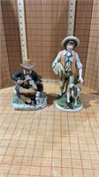 Pair of porcelain young man and old man