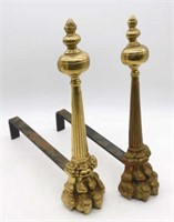 Paw Footed Brass Andirons.
