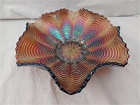 Signed George Fenton Peacock Tail Ruffled Bowl