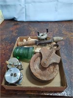 Vintage fishing  reels and well pulley