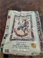 Norman Rockwell Woven Afghan new