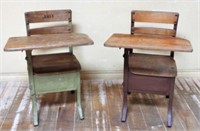 Vintage Wooden School Desks.
