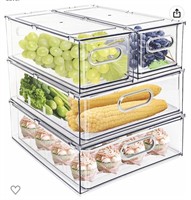 MineSign 4 pack Stackable Refrigerator Organizer