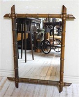 Faux Bamboo Wooden Framed Mirror.