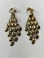 Vintage Silver Tone Dangle Clip Earrings