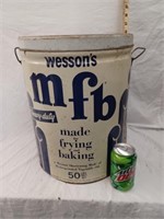 Vintage Wesson's 50 LB Shortening Can as found
