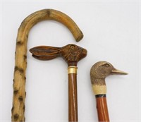 Figural Handled and Wooden Canes.