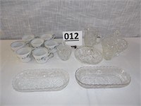 (2) Celery Dishes, Bavaria Cups, Other Clear Glass