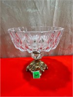 Lead Crystal Compote with brass base