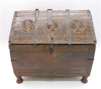 Early American Chip Carved Wooden Document Box.