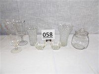 Clear Glass Vases, Covered Jar