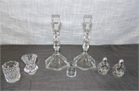 Etched Candle Sticks, Tooth Pick Holders,