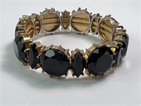 Obsidian Gold Tone Stretch Bracelet