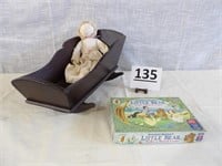 Wood Doll Cradle, Doll & Match Game