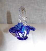 Fenton Miniature Cobalt Blue w/ Clear Handle