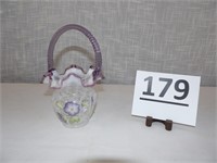 Fenton Lavender & White Swirl Hand Painted Basket