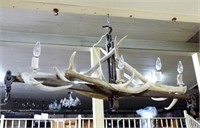 Rustic Cast Iron and Antler Chandelier.