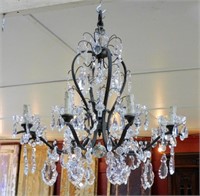 Grand French Crystal Pendalogue Chandelier.