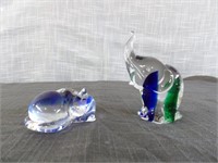 Glass Elephant & Cat