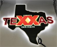 Dos Equis Texas Shaped Light Up Sign.