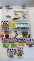 Fishing lure, catfish hook, weights lot in case