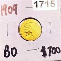 1909 $2.50 Gold Quarter Eagle BU