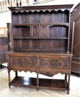 English Jacobean Style Oak Plate Dresser.