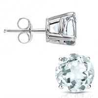 6MM Round Cut Aquamarine 1.75CTW Stud Earrings in