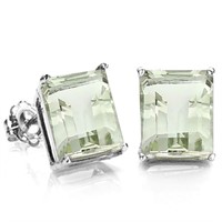 8x6MM Emerald Cut Green Amethyst 3.3CTW Stud Earri