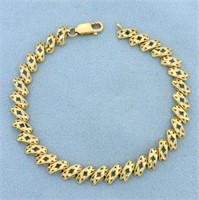 Designer Link Diamond Cut Bracelet in 14K Yellow G