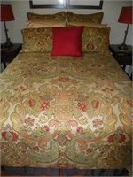 Queen size bed with bedding