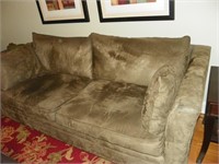 Green suede couch-clean