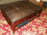 Large, Leather top ottoman with writing pad